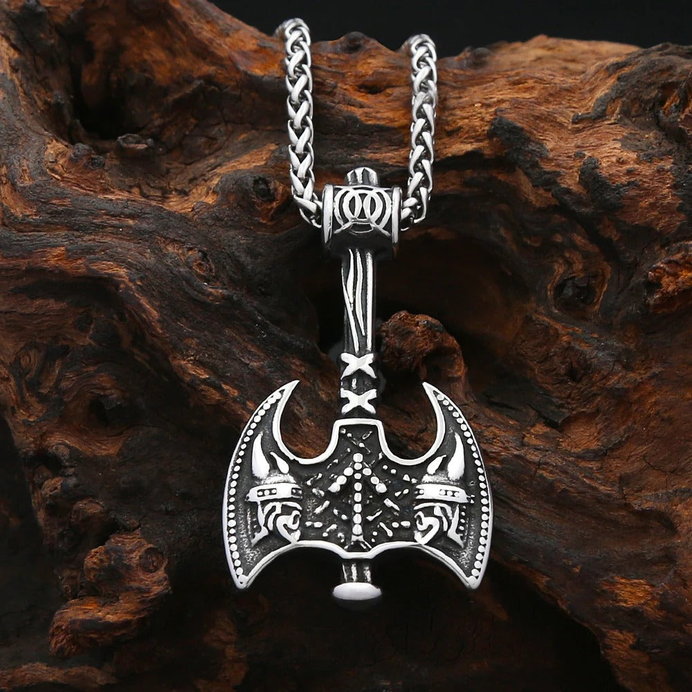 Viking Double Stainless Steel Men's Pendant Necklace
