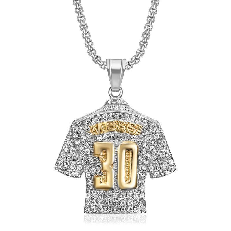 Zircon Necklace – Statement Hip Hop Football Jersey Pendant In Gold Plated Steel By Planderful