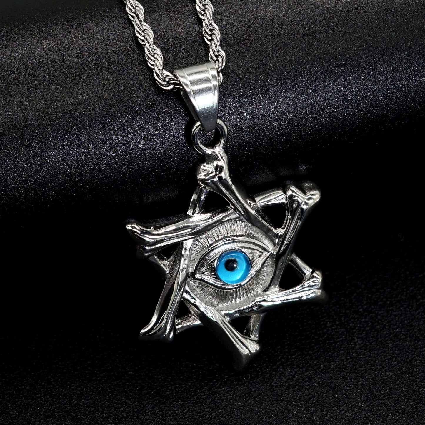 Steel Necklace – Vintage Devil's Eye Hexagram