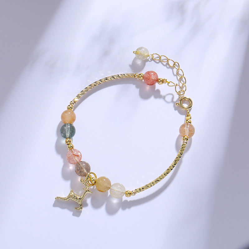 Enchanting Forest Charm Crystal Bracelet with Sterling Silver Accents