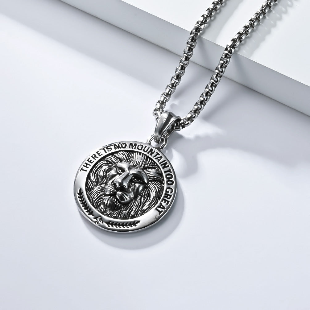 European and American Hip Hop Lion Head Titanium Steel Necklace