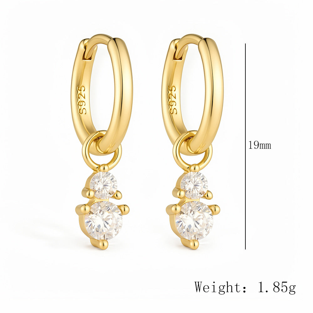 S925 Sterling Silver Earrings, Small Zircon Earrings, Tremella