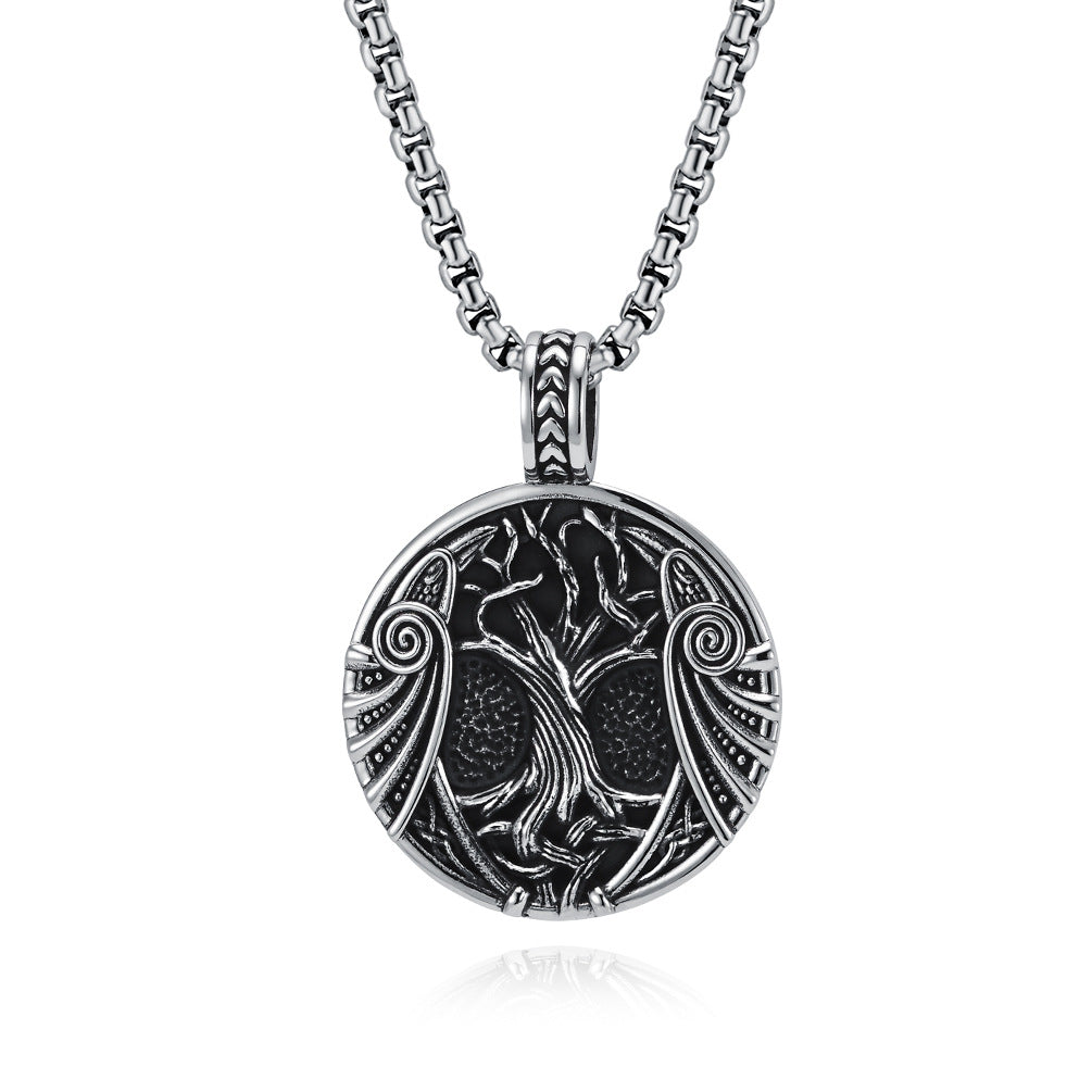 Planderful Personalized Viking Tree of Life Necklace Titanium Steel Unisex Gift for Him or Her Retro Style