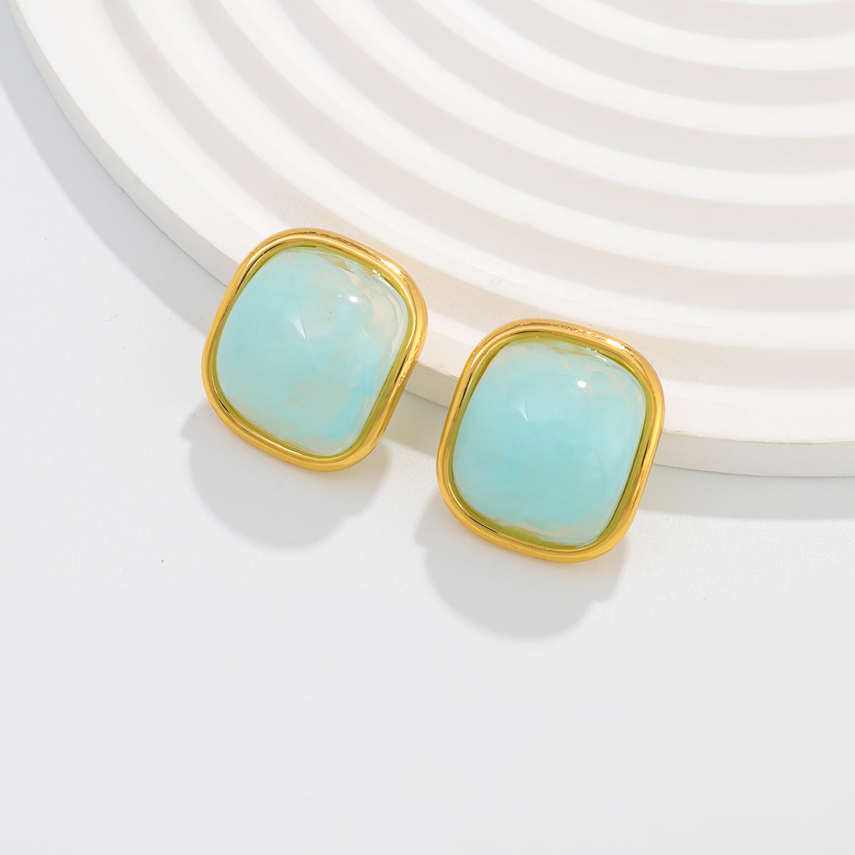 Planderful Vienna Verve Macaron Color Smudge Stud Earrings Stainless Steel For Women Retro Chic Statement Jewelry
