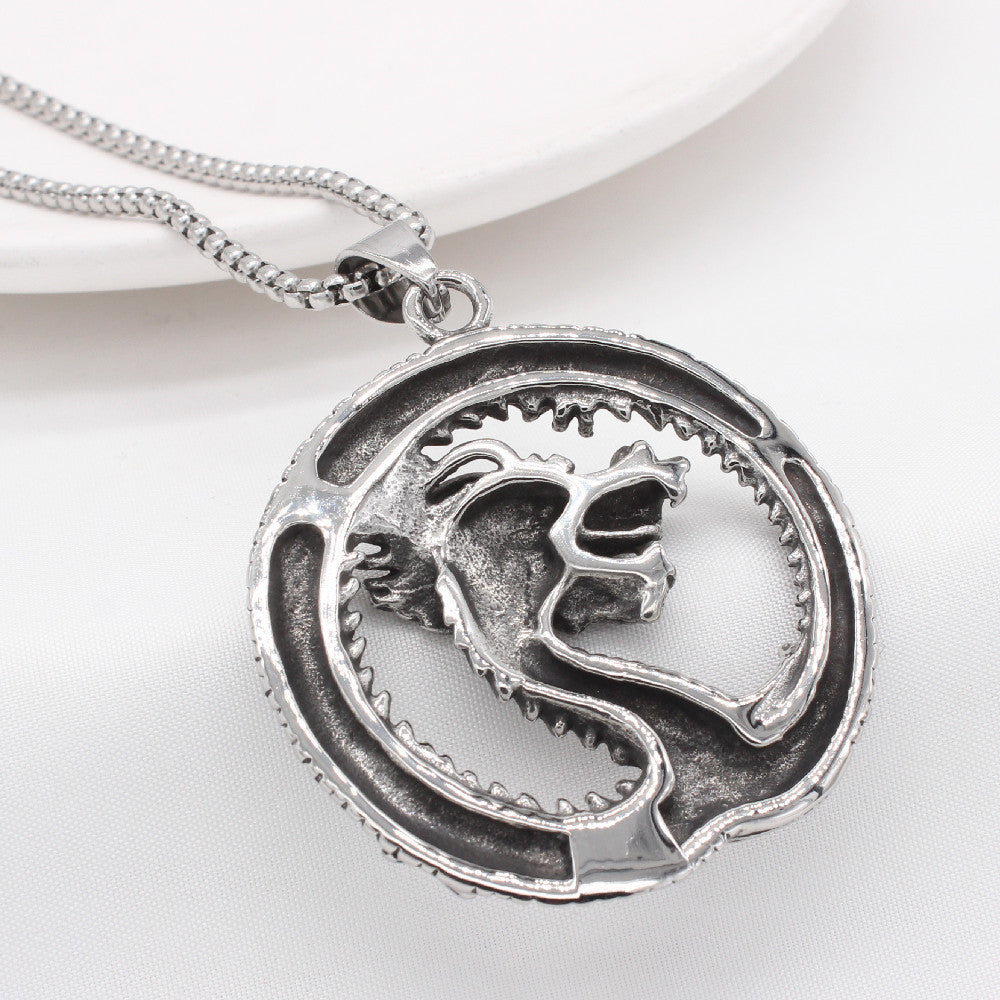 Personalized Retro Chinese Dragon Titanium Steel Pendant for Men - Wholesale European and American Jewelry