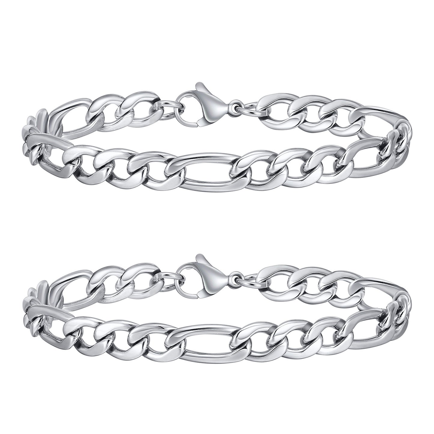 Men's Bracelet Stainless Steel Three to One Chain Steel Color