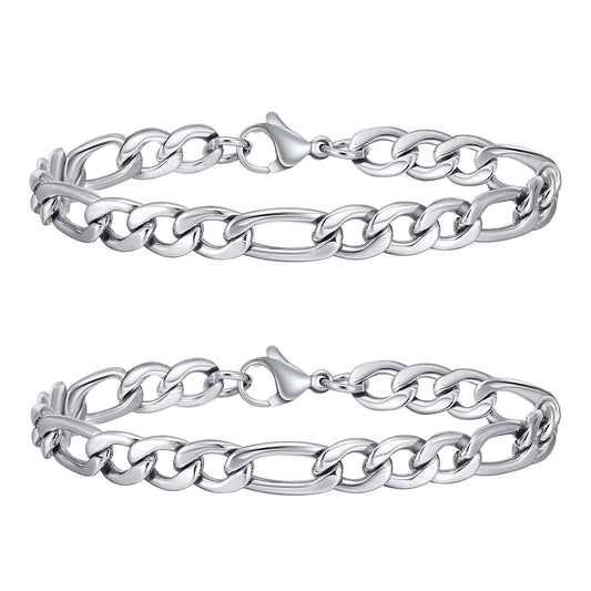 Men's Bracelet Stainless Steel Three to One Chain Steel Color