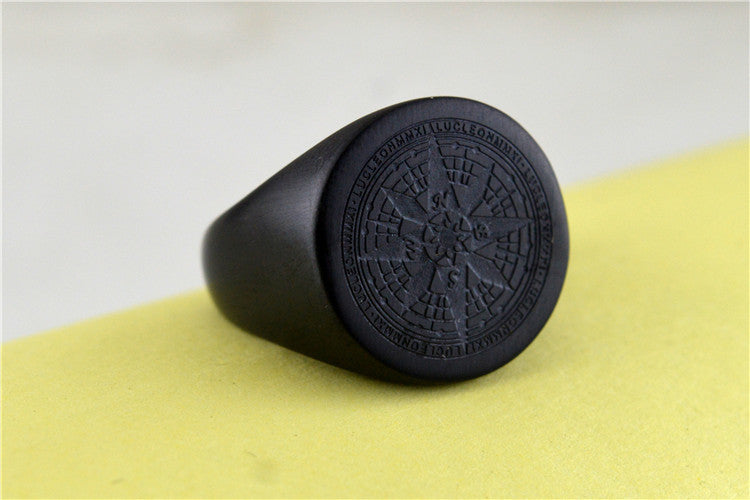 Viking Stainless Steel Ring By Planderful Everyday Genie Compass Motif Bold Design For Men