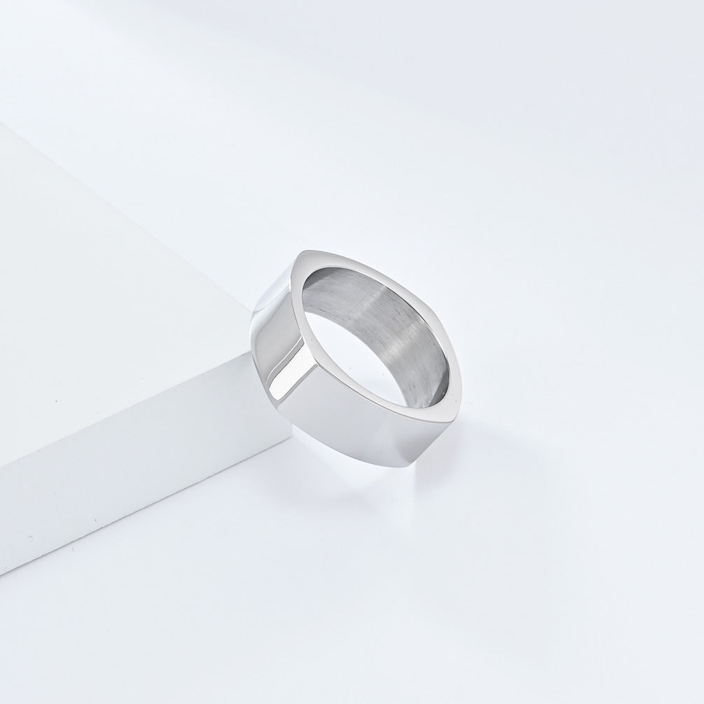 Planderful Stainless Steel Ring For Men Geometric Square Design Durable Everyday Wear Size 7 To 12