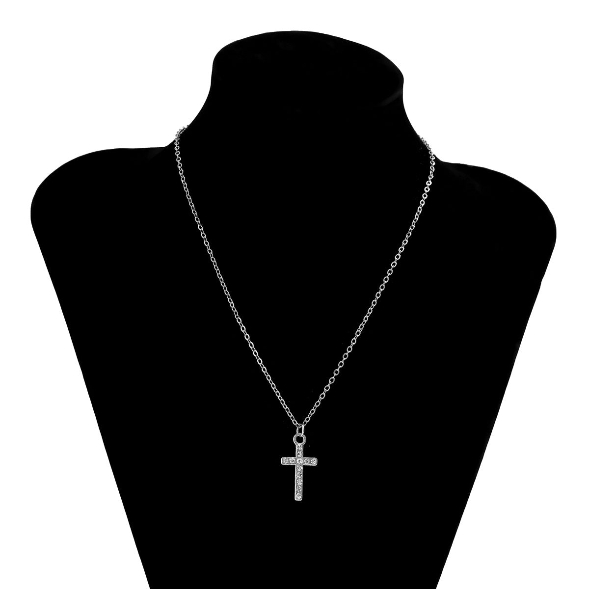 Planderful Vienna Verve Cross Pendant Necklace For Women Colored Thin Chain Micro Inlaid Elegant Statement Jewelry
