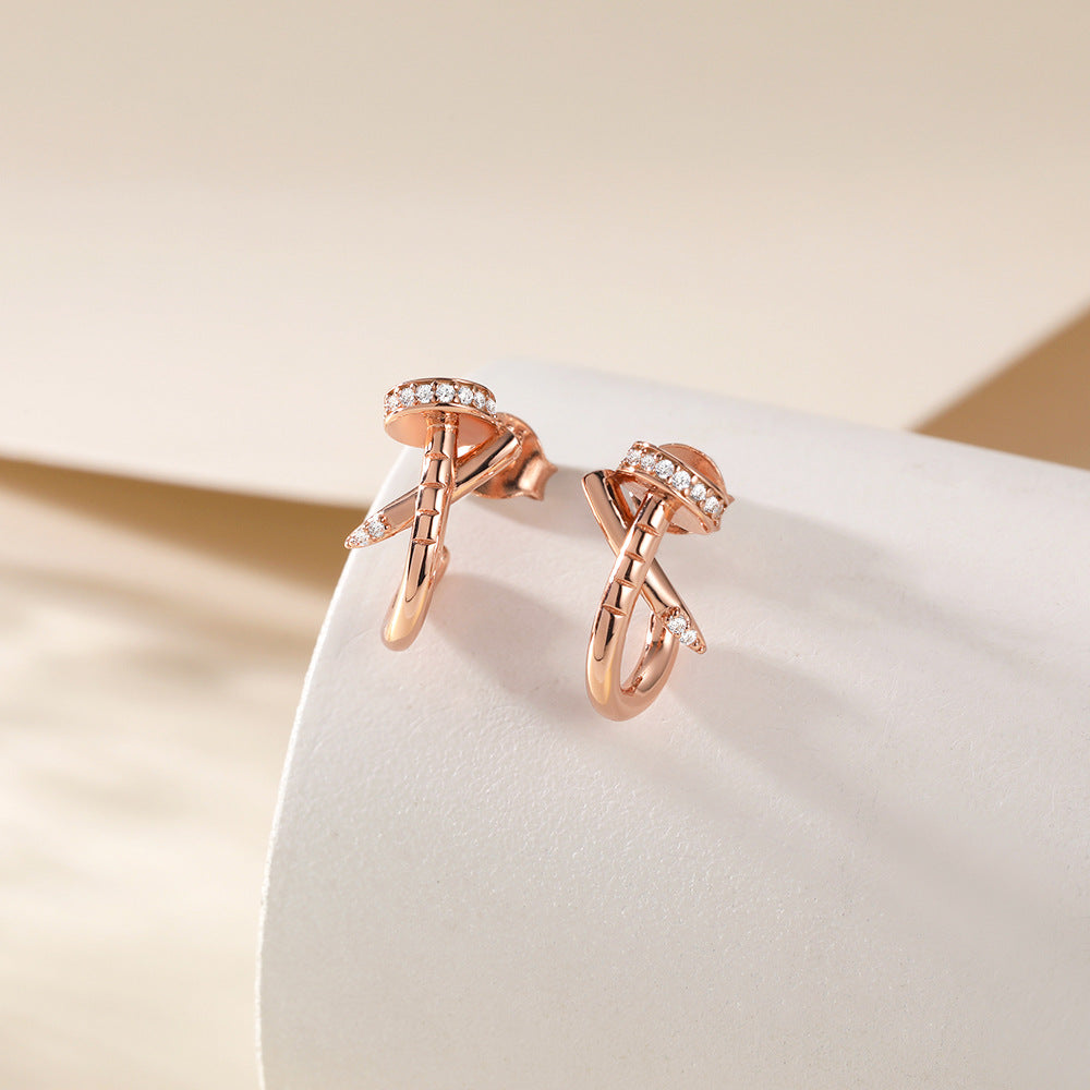 European And American Rose Gold S925 Silver Stud Earrings