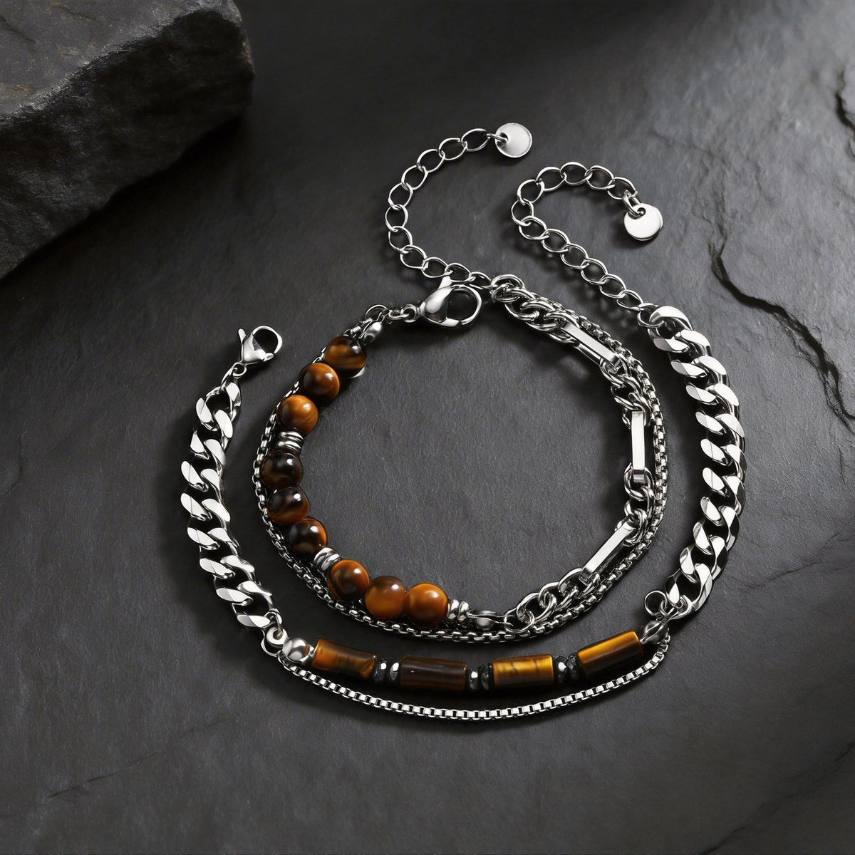 Tiger's Eye Stainless Steel Bracelet