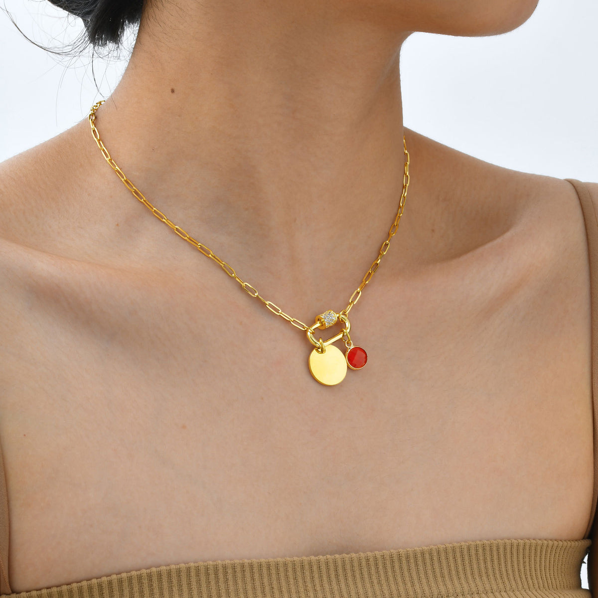 Small Square Chain Blank Stainless Steel Necklace for Women