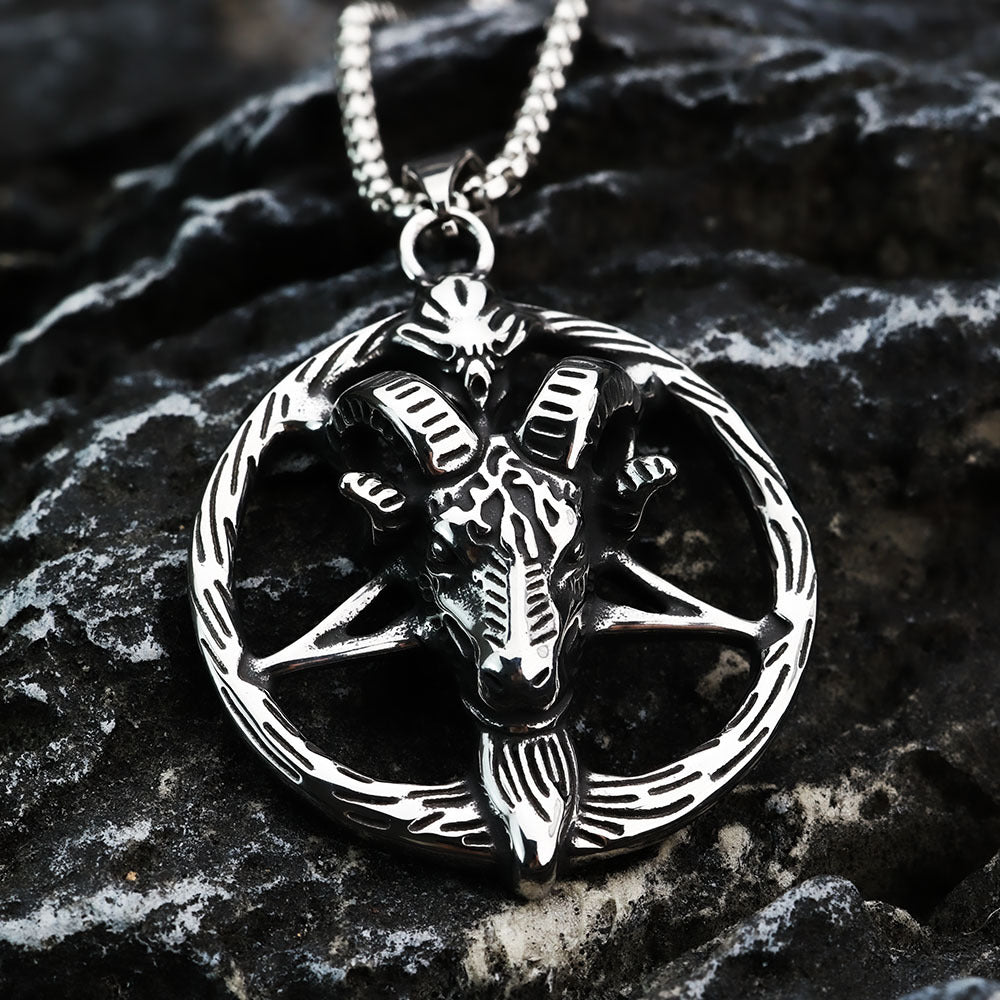 Planderful Nordic Hexagram Ram Head Pendant For Men Durable Stainless Steel Necklace