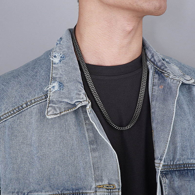 Planderful Men Snake Necklace Titanium Steel Punk Style