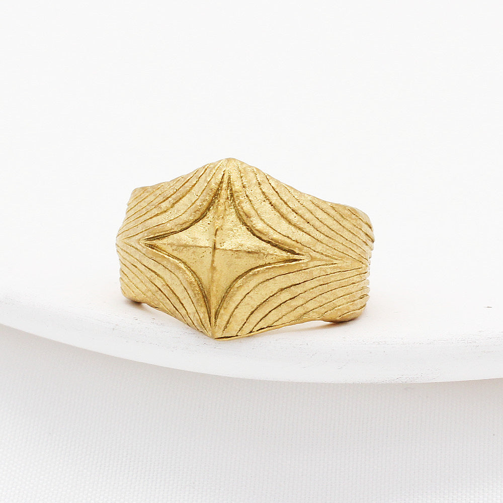 European and American Retro Gothic Style Titanium Steel Men's Ring with Dark Cross Skeleton Design