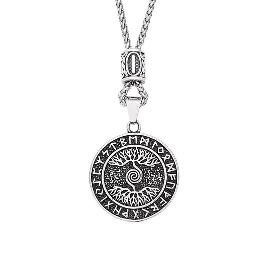 Vintage Tree of Life Viking Stainless Steel Men's Pendant Necklace