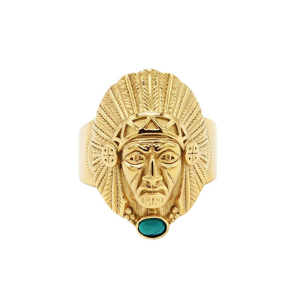 Indian Mask Titanium Steel Ring
