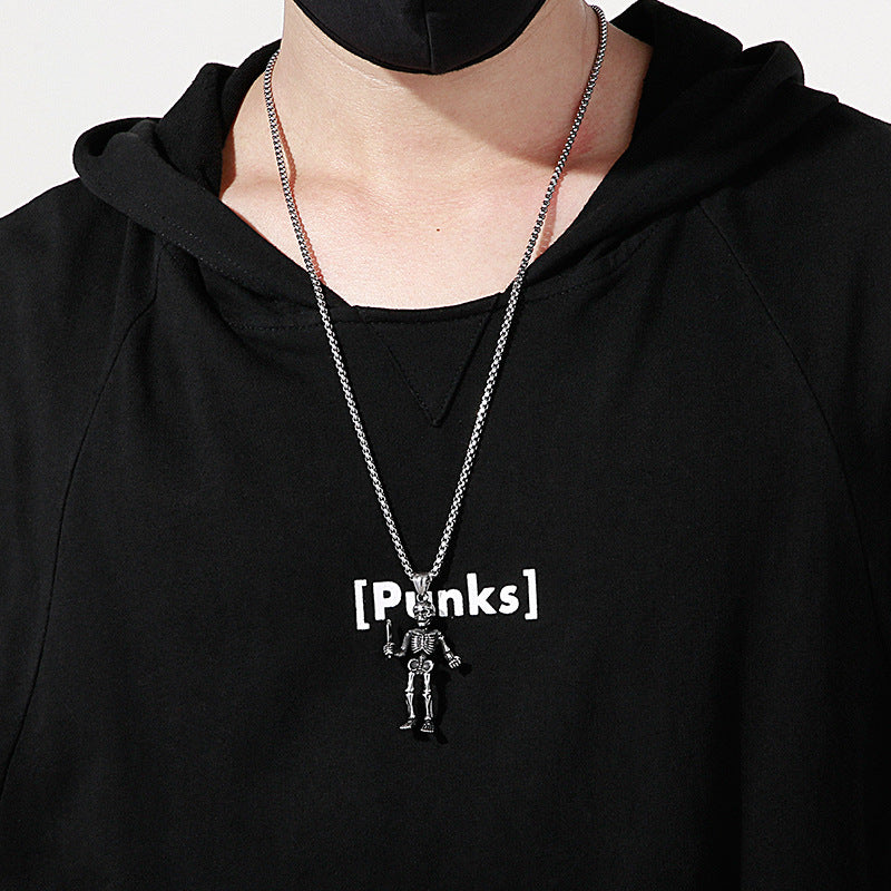 Skull Sword Pendant with Titanium Steel Chain for Men's Retro Style