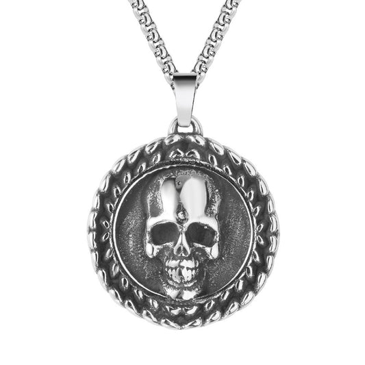 Planderful Titanium Skull Pendant Unisex Retro Style Jewelry For Men Protection Statement