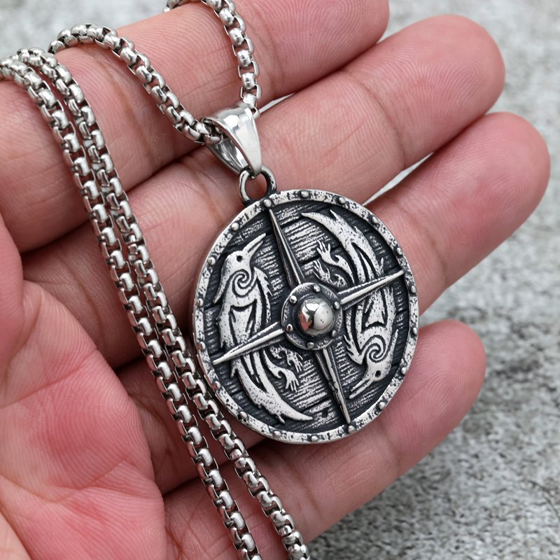 Minimalist Viking Compass Stainless Steel Men's Pendant Necklace