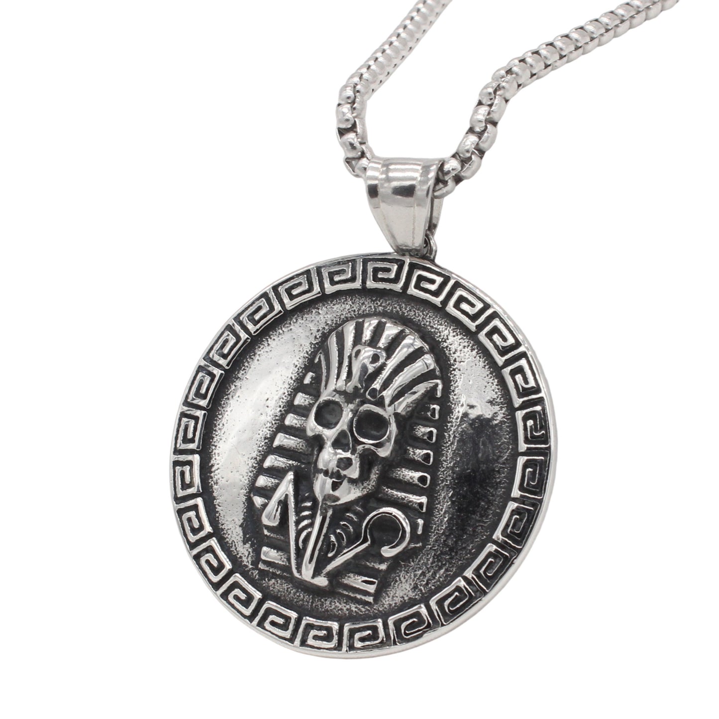 Planderful Everyday Genie – European and American Retro Egyptian Pharaoh Men's Titanium Steel Pendant Necklace