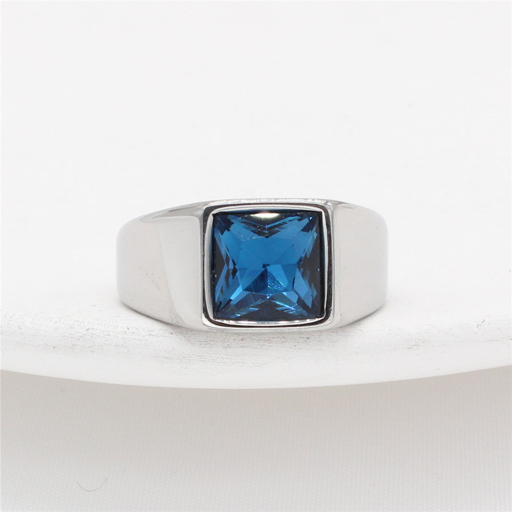 Planderful Square Zircon Titanium Ring Unisex For Men And Women Minimalist Everyday Gear