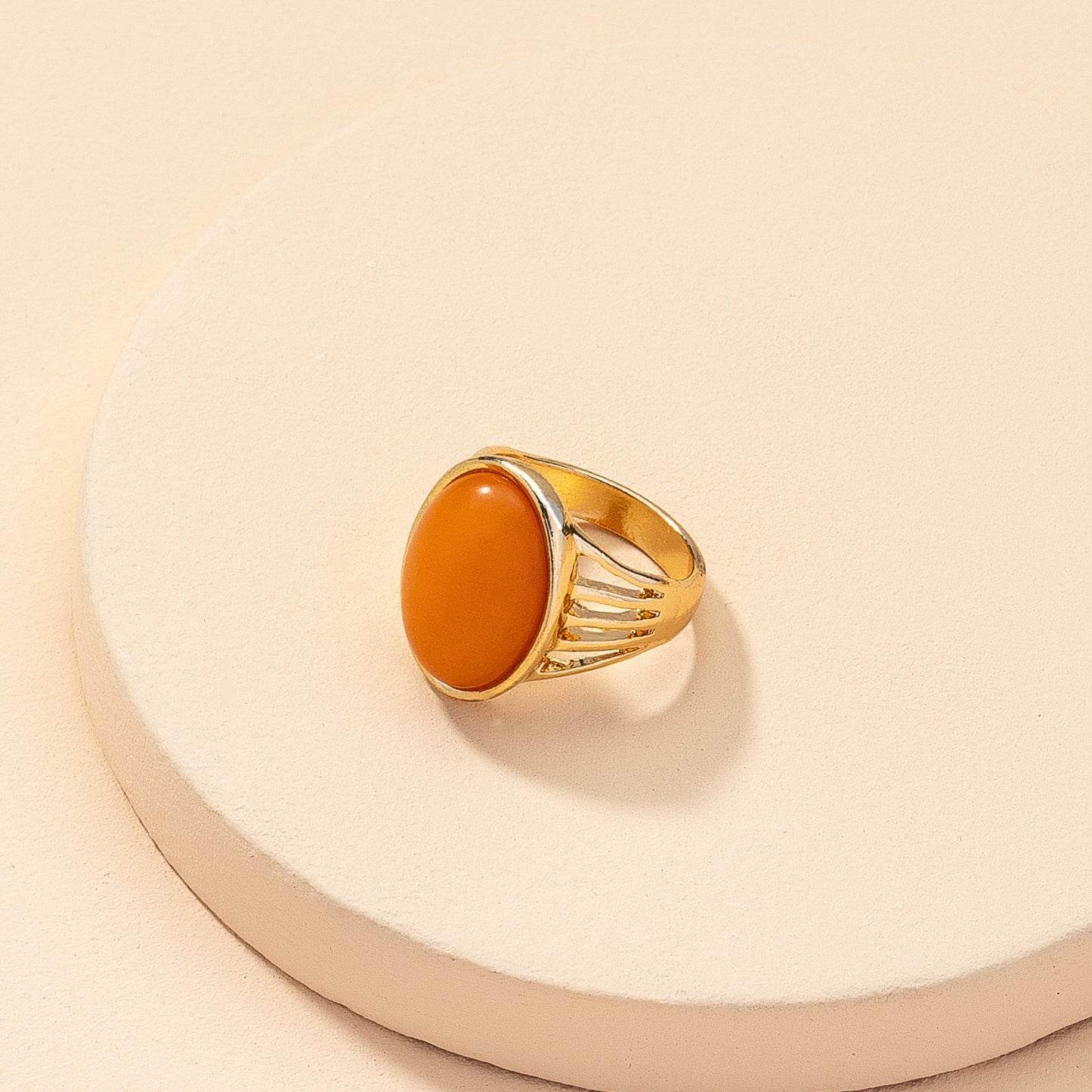 European Charm Orange Stone Ring - Vienna Verve Collection
