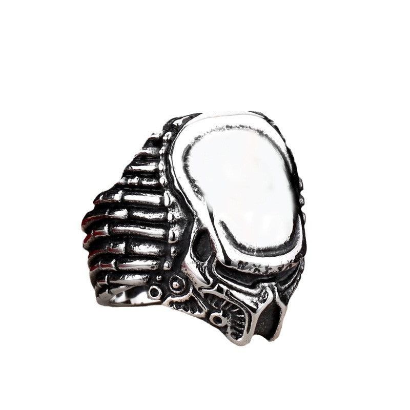 Men's Titanium Steel Ring with Unique War-Inspired Design for European and American Trade