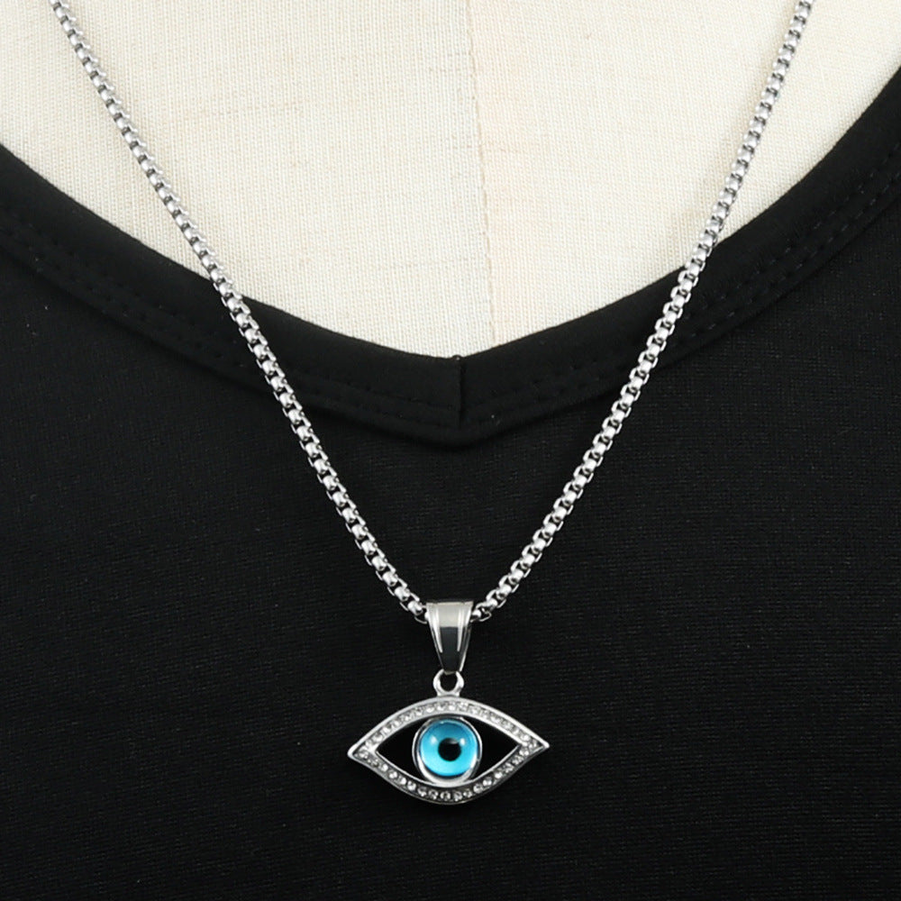 European And American Stainless Steel Eye Pendant Necklace
