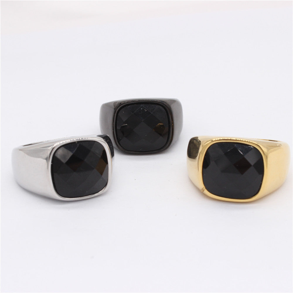 Planderful Everyday Genie Titanium Steel Ring Black Zircon Unisex Fashion For Men Size 7 8 9 10 11 12