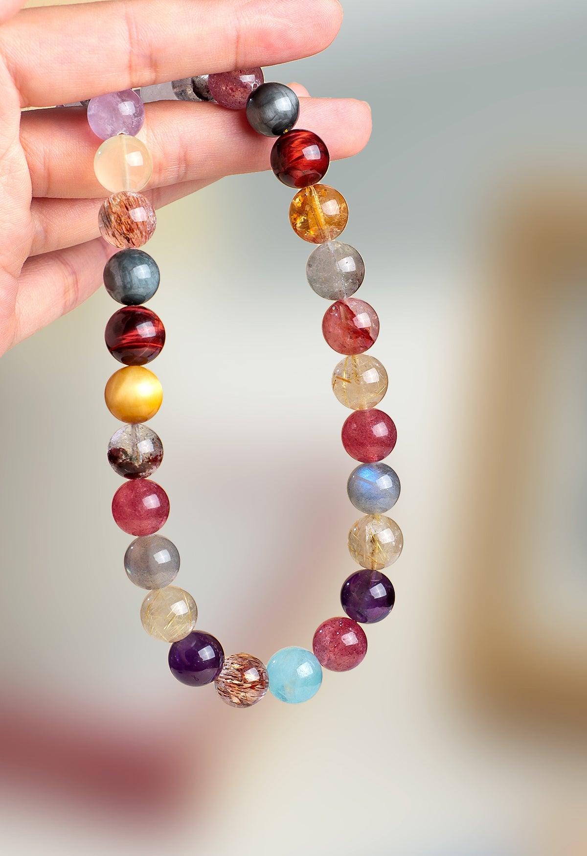 Strawberry Quartz Crystal Necklace