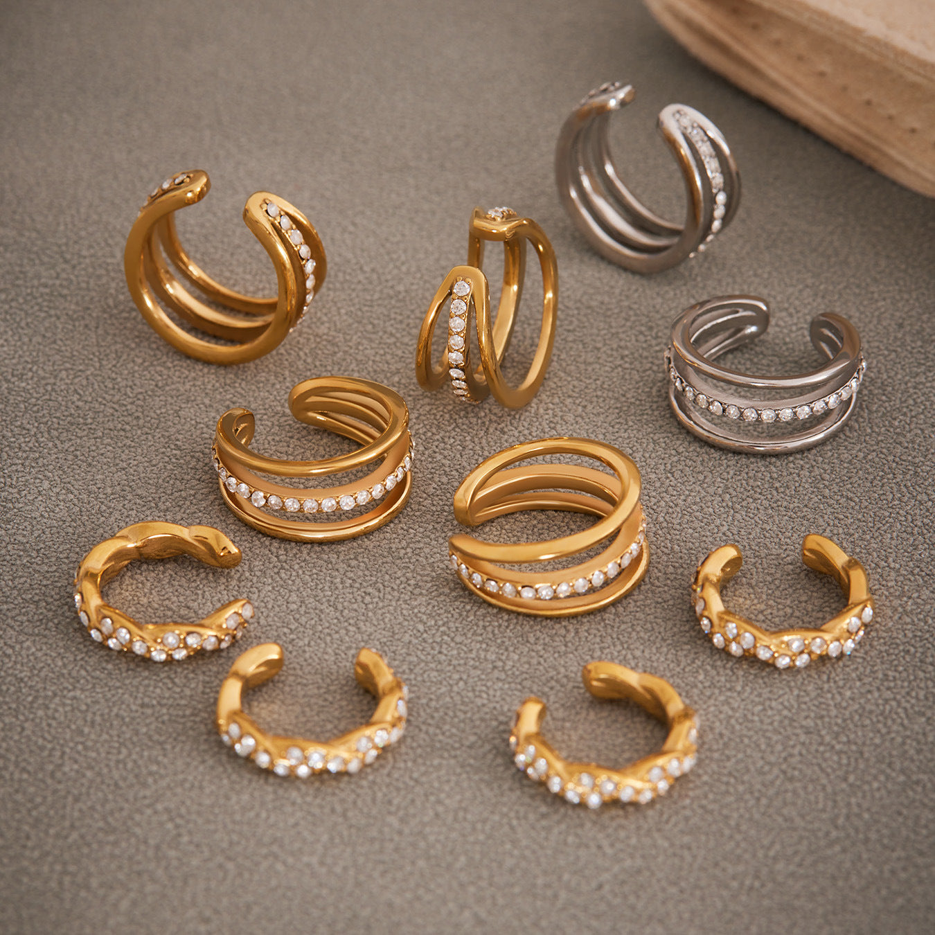 Planderful Women Zircon Ear Bone Clip Earrings 18K Gold