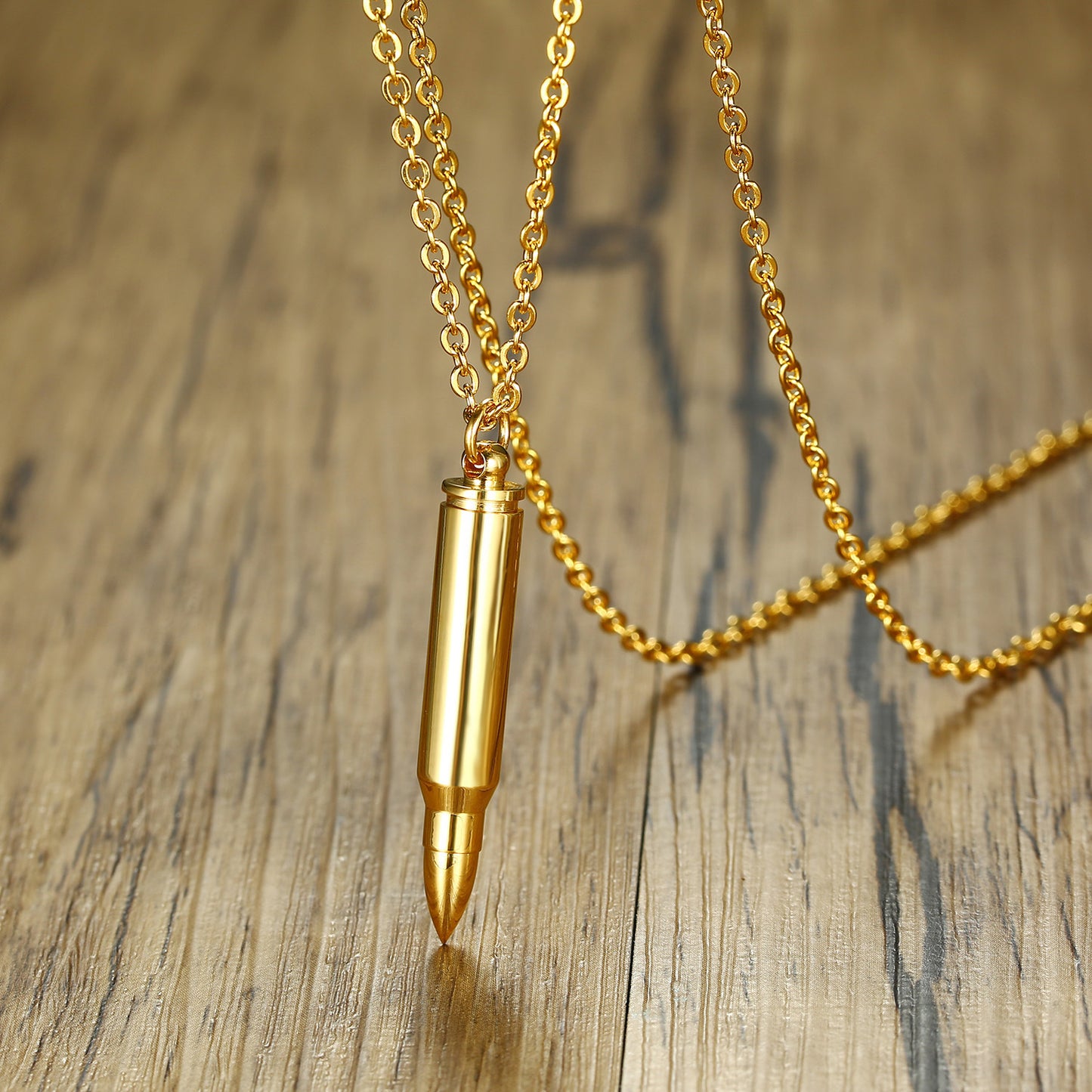 Stainless Steel Bullet Pendant Necklace Personalized Hip Hop Jewelry