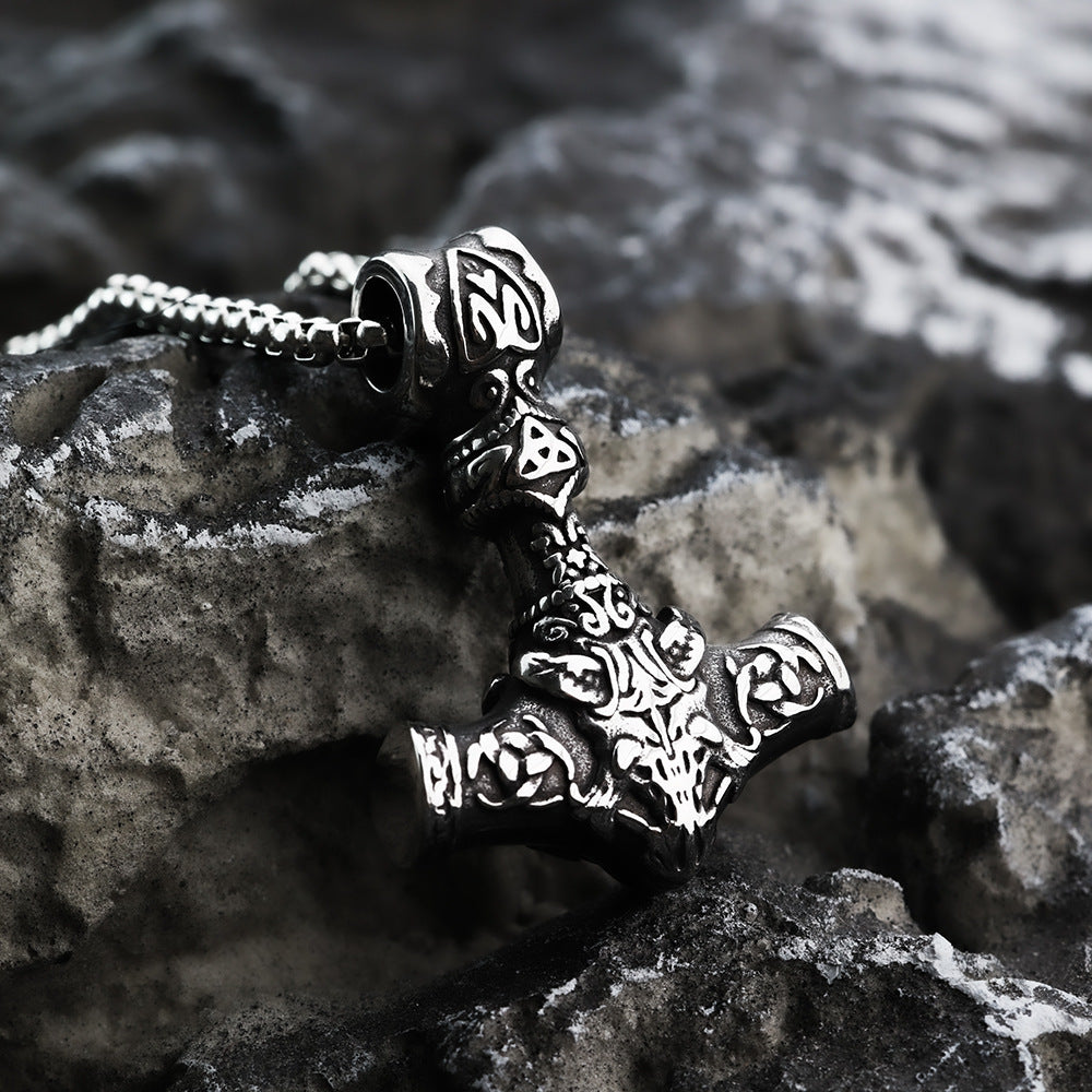 Planderful Viking Rune Pendant Necklace Stainless Steel Long Mens Fashion Jewelry For Trendsetters