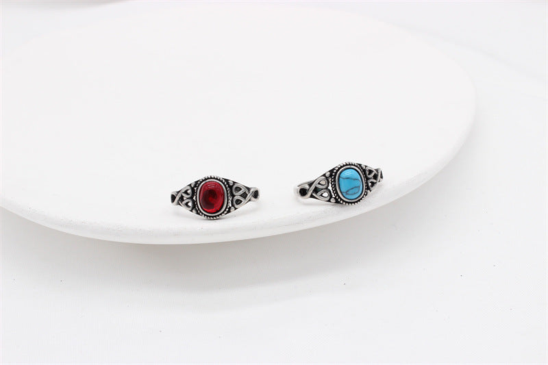 Personalized Retro Oval Gemstone Titanium Steel Ring For Women And Unisex By Planderful Everyday Genie