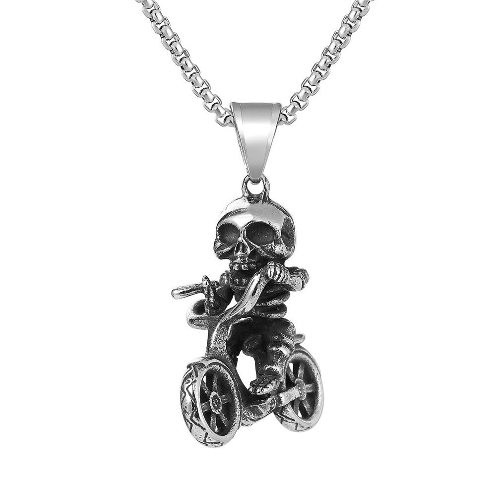 Motorcycle Skull Titanium Steel Pendant Necklace