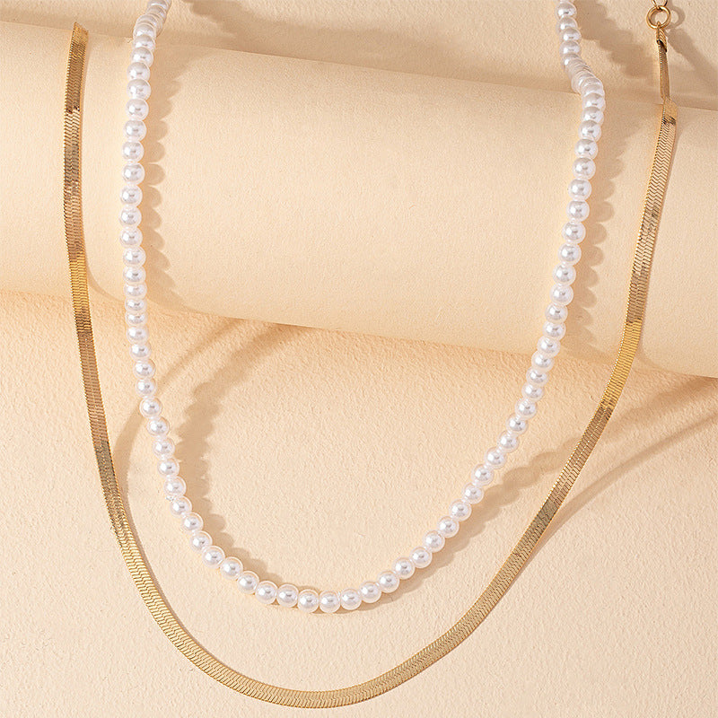 Pearl Clavicle Chain Necklace Set - Vienna Verve Collection