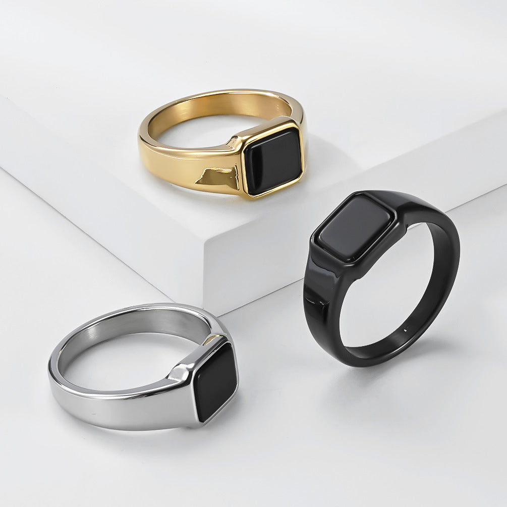 Geometric Square Titanium Steel Ring By Planderful Everyday Genie For Unisex Street Style Protection