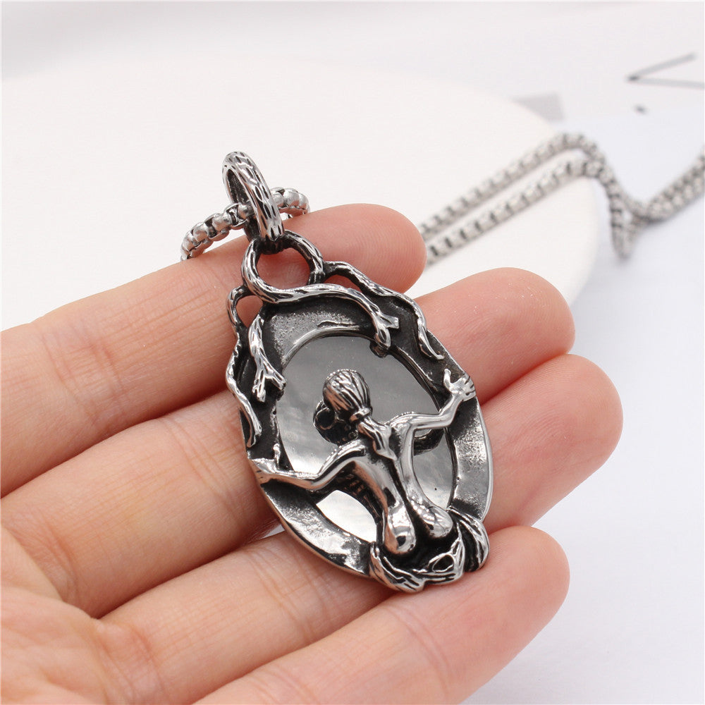Mirror Skull Titanium Steel Pendant Necklace
