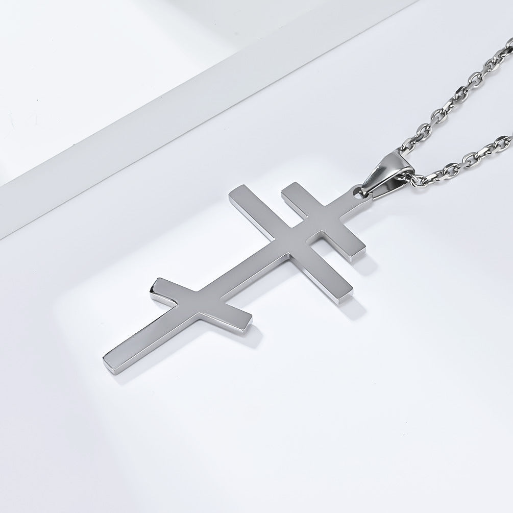 Steel Necklace - Vintage Orthodox Cross Pendant