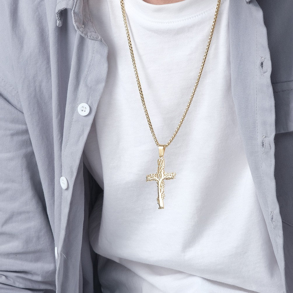 Planderful Titanium Steel Tree Of Life Cross Necklace For Women Everyday Genie Gift