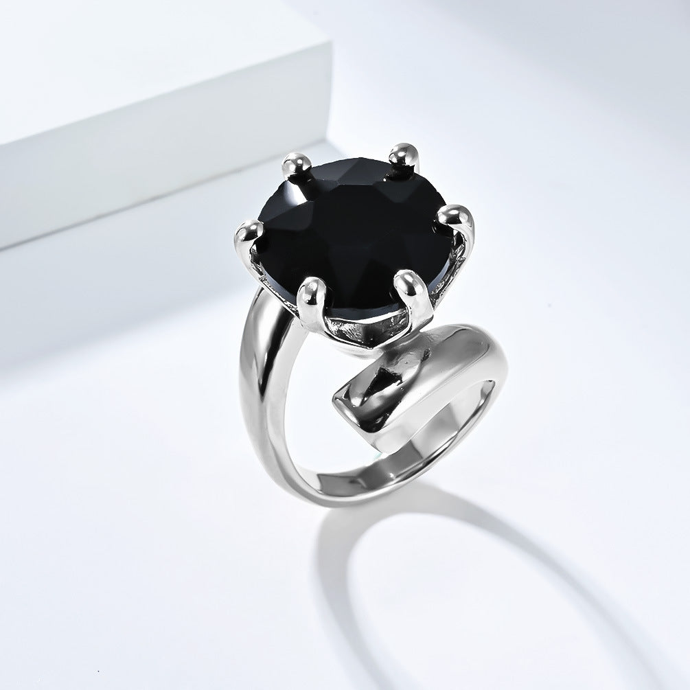 Planderful Zircon Ring For Women Gold Plated Titanium Steel Exaggerated Luxury Temperament
