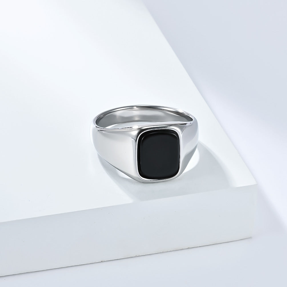 Planderful Tiger's Eye Ring Titanium Steel Inlaid Unisex Modern Gem Ring For Men And Women