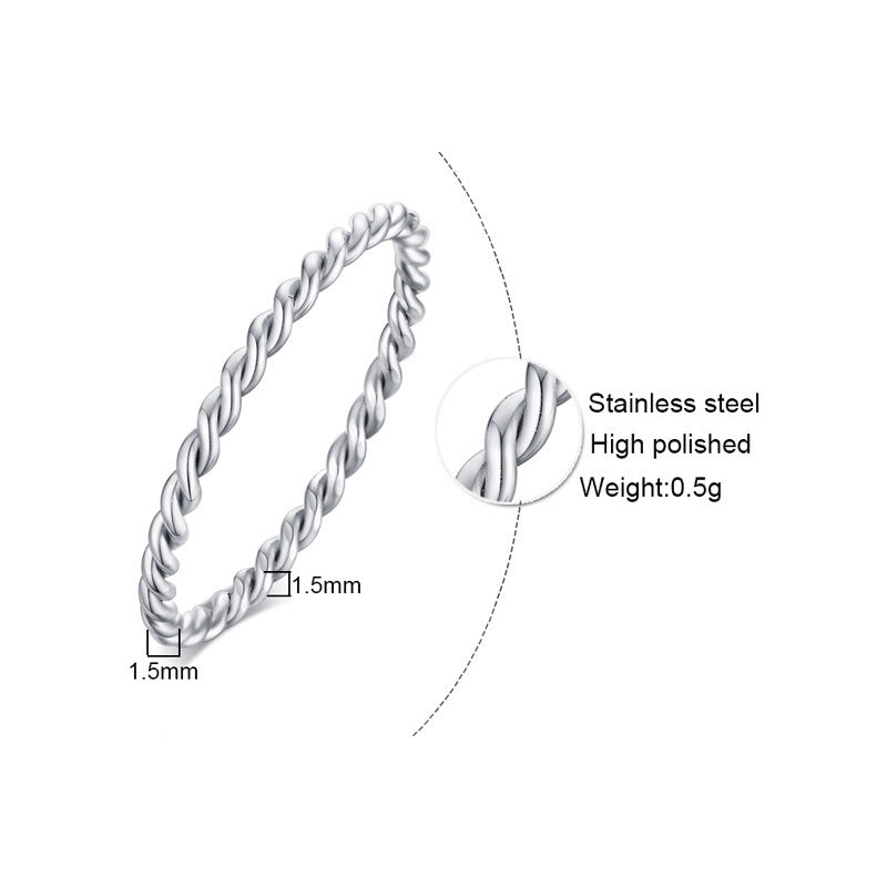 Jewelry 18K Gold Japan and Korea Titanium Steel Twisted Ring