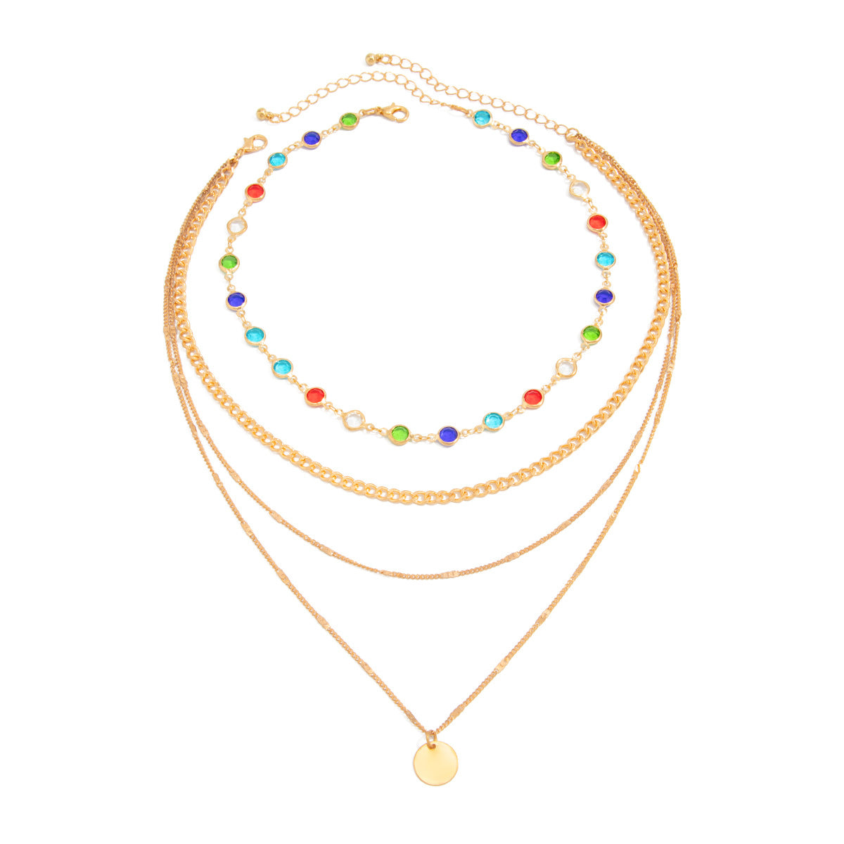 Crystal-Style Round Pendant Necklace