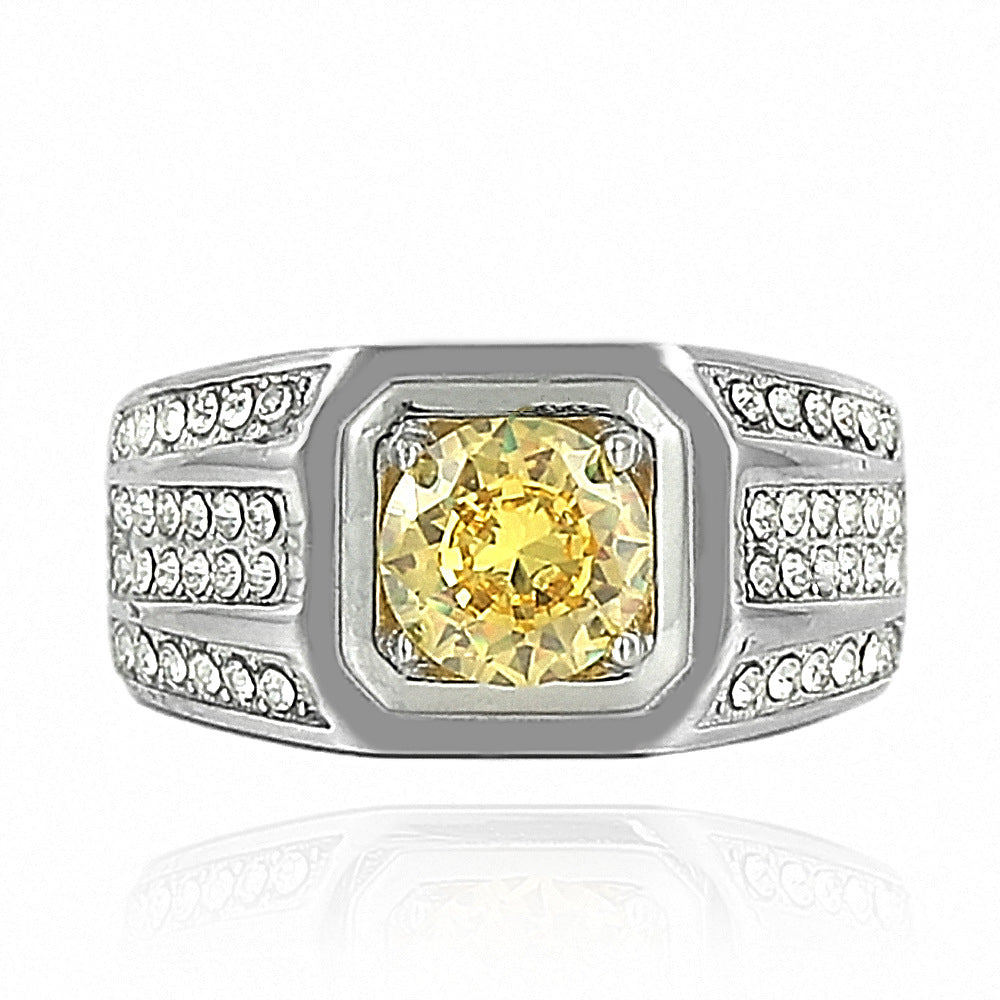 Trendy Multicolor Gemstone Titanium Steel Ring for Men and Women - Personalized Fashion Jewelry