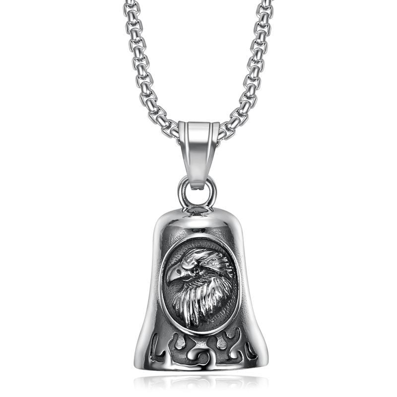 Stainless Steel Necklace - Elegant Retro Eagle Bell Pendant By Planderful For Everyday Wear