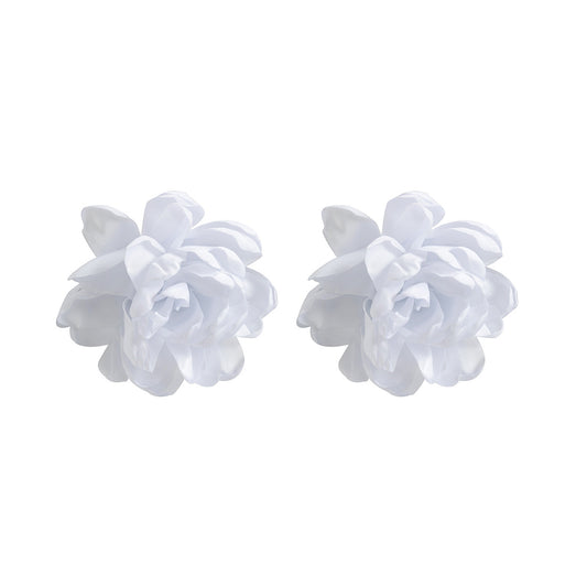 European and American Exaggerated Fabric Design Flower Earrings