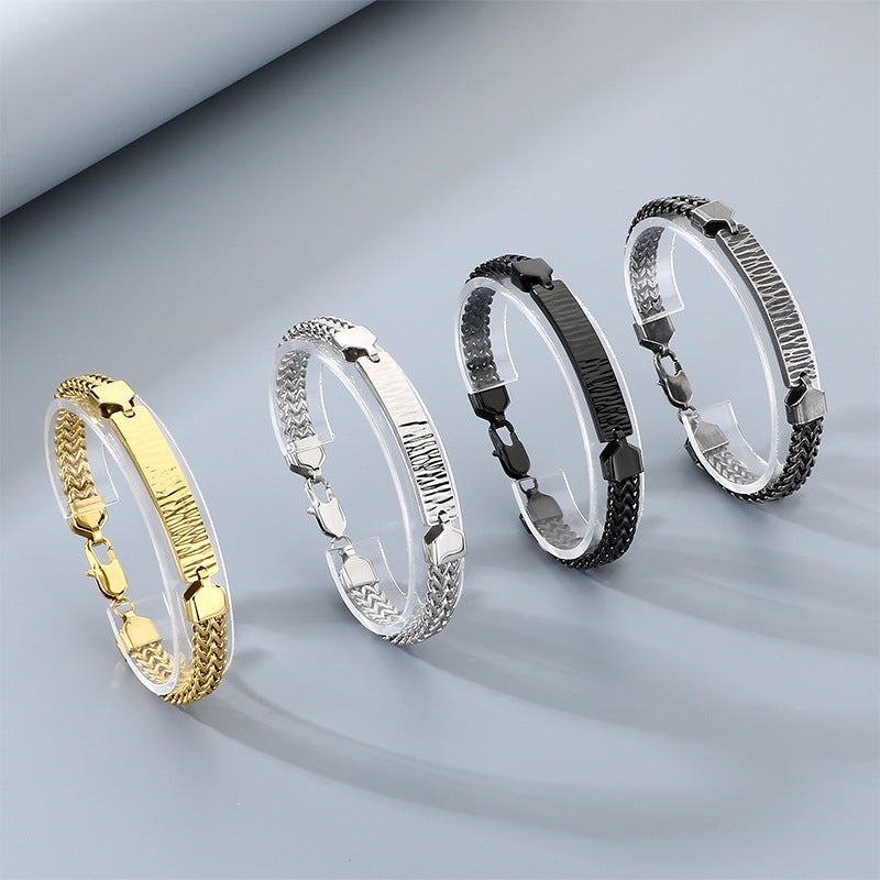 Style Titanium Steel Front & Back Chain Bracelet – Stainless Steel Curved Bar